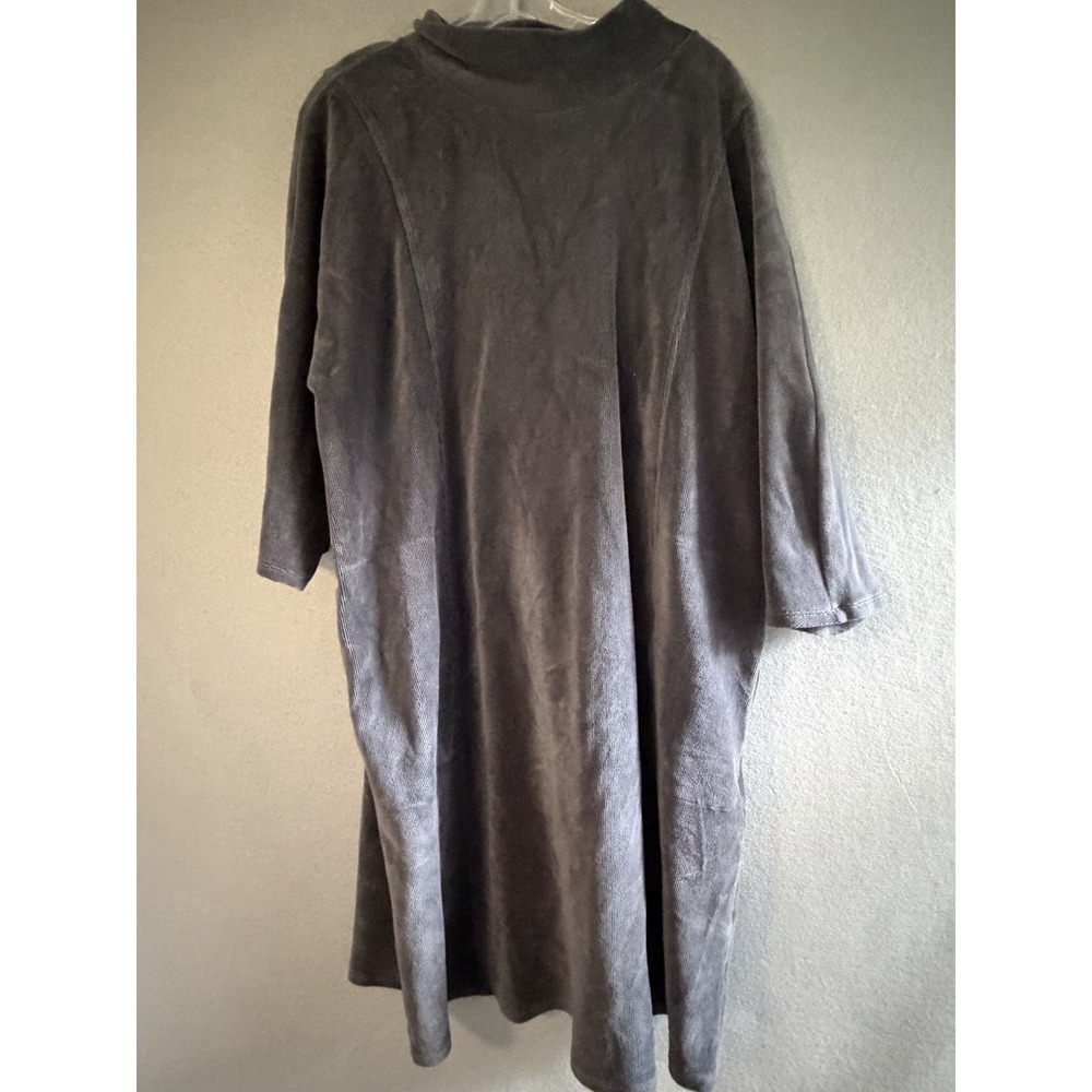 Pure Jill Sweater Dress Womens 2X Gray Mock Neck 3/4 Sleeve Corduroy Midi